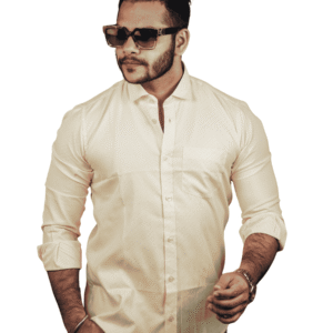 SR-1875 – Elegant Cream Cotton Casual Shirt