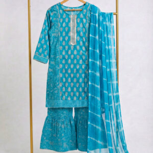 Alternative view of Ocean Blue Printed Kurti Set