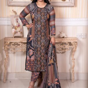 Brown Printed 3 Piece Set