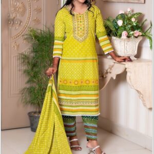 Lime Embroidered Lawn Set
