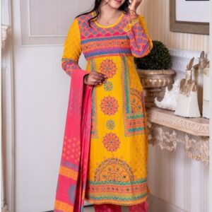 Mustard Embroidered 3 Piece